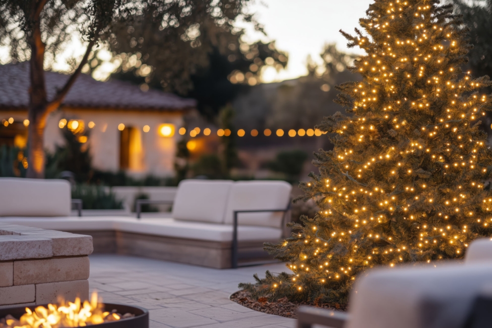 Embrace the holidays with a cozy outdoor gathering space