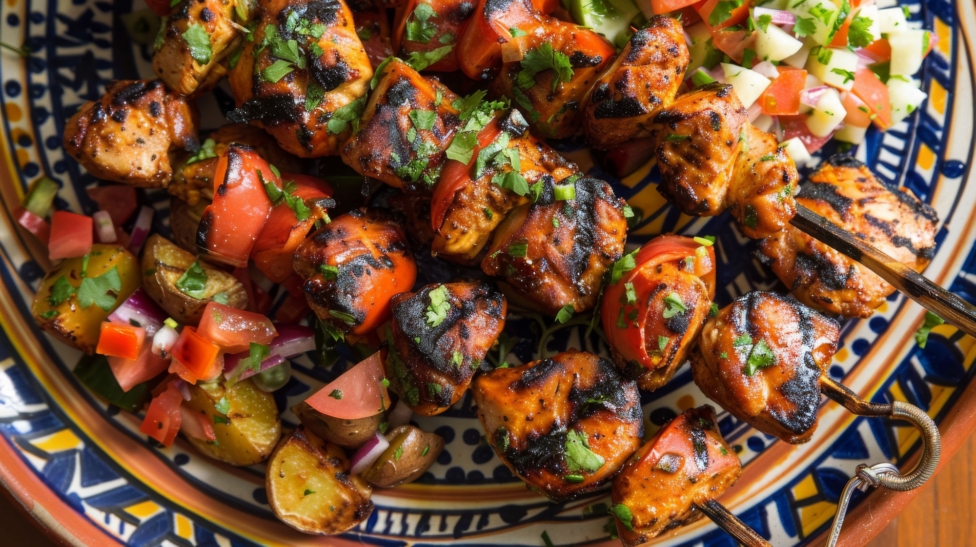 Peruvian grilled chicken skewers